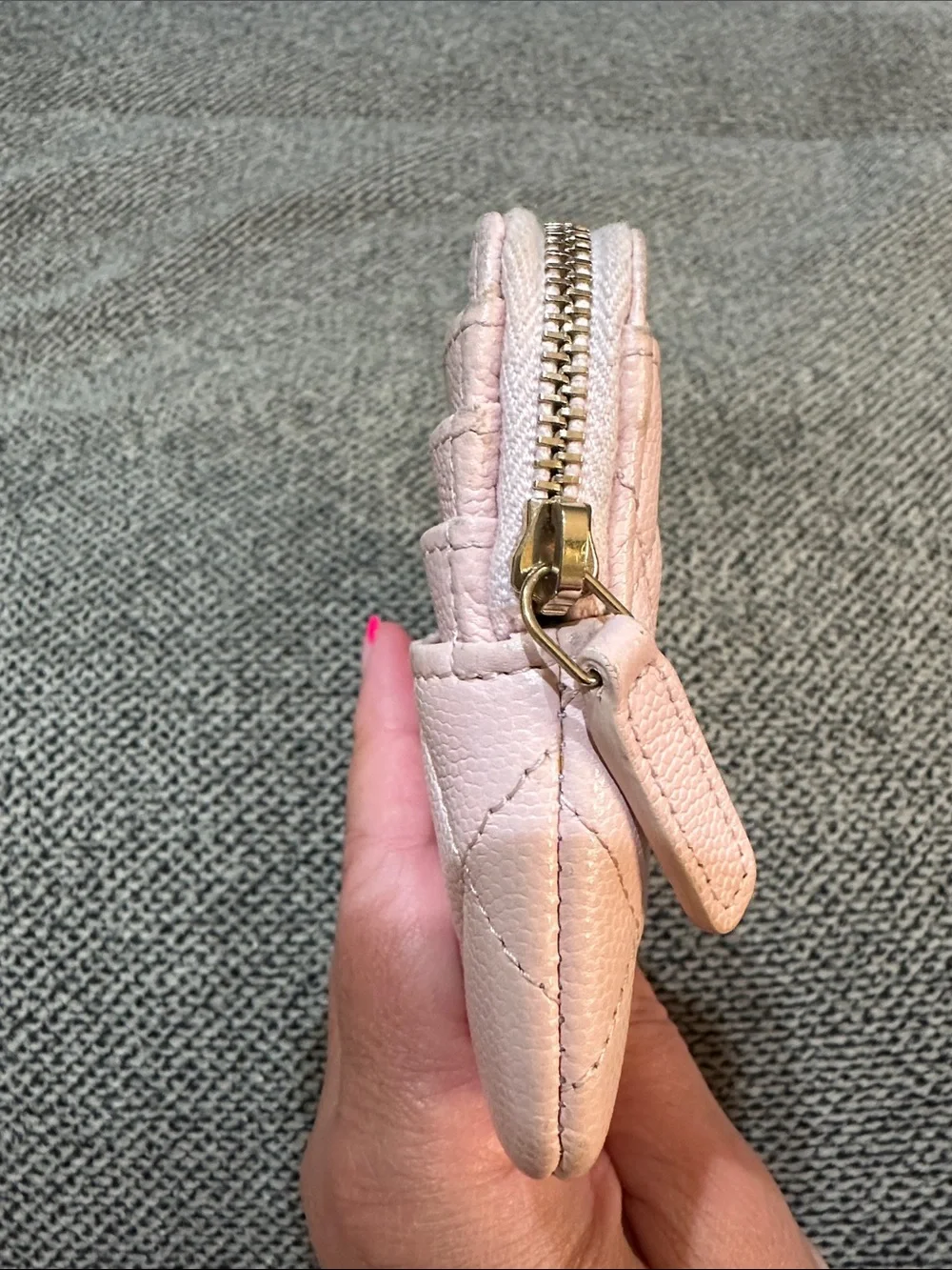 CHANEL Quilted Light Pink Mini Wallet with Crystal CC